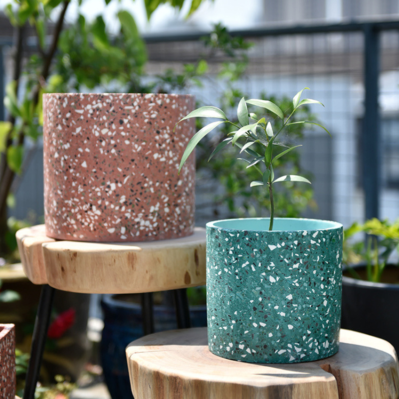 Terrazzo Pot Cement - 대형 화분 실리콘 몰드, 정원 장식,