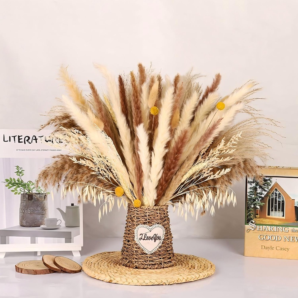 Dried Pampas Bundle - 자연스러운 혼합 드라이 플라워 부케, 팜파스