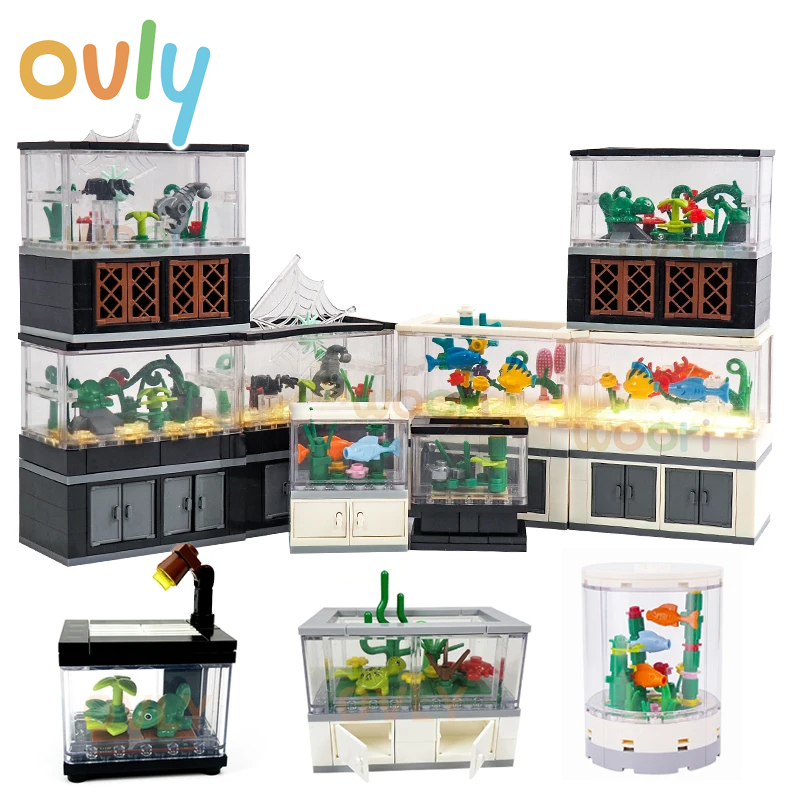 물고기 탱크 빌딩 블록 MOC 빛나는 장난감 도시 장면 - Interior Design Lego 리뷰 및 가격