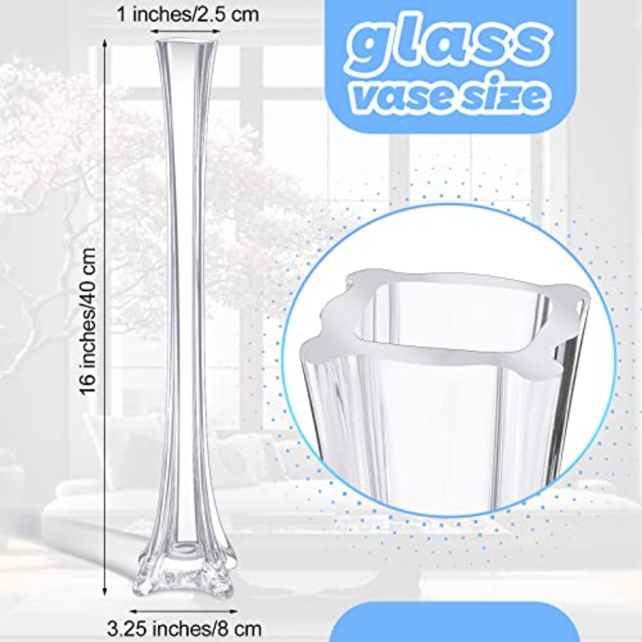 웨딩 센터피스 꽃병: 12개 투명 유리 16인치 높이  - Fluted Vase Tall 리뷰 및 가격